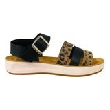 Pretty Soft Παιδικά Δερμάτινα Πέδιλα 1550-BLACK/LEO - ΜΑΥΡΟ