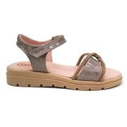 ABY shoes Παιδικά Δερμάτινα Ανατομικά Πέδιλα ABY650-ΑΜΜΟΥ - ΡΟΖ/ΧΡΥΣΟ