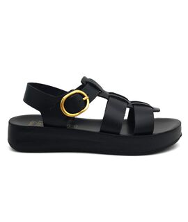 Pretty Soft Παιδικά Δερμάτινα Πέδιλα 1551-BLACK - ΜΑΥΡΟ