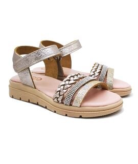 ABY shoes Παιδικά Δερμάτινα Ανατομικά Πέδιλα ABY564-ΑΜΜΟΥ - ΡΟΖ/ΧΡΥΣΟ