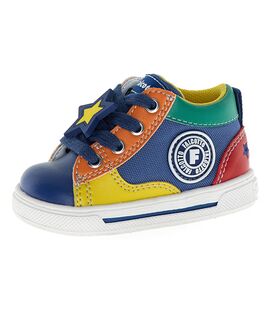 Falcotto Παιδικά Ανατομικά Μποτάκια Shin zip. eco calf/fabric azure-orange-red - ΠΟΛΥΧΡΩΜΟ