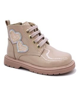 SALTY Παιδικά Δερμάτινα Ανατομικά Μποτάκια Αρβυλάκια KW25-553-NUDE ΛΟΥΣΤΡΙΝΙ