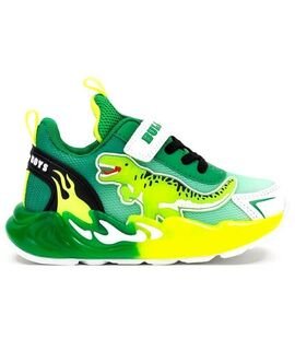 BULL BOYS Παιδικά Sneakers με ΦΩΤΑΚΙΑ DNAL5117-VE01 JURASSIC REX VERDE -ΠΡΑΣΙΝΟ