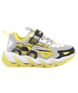 Primigi Παιδικά Ανατομικά Sneakers με ΦΩΤΑΚΙΑ 1470000 grey/yellow - ΓΚΡΙ