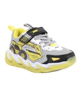 Primigi Παιδικά Ανατομικά Sneakers με ΦΩΤΑΚΙΑ 1470000 grey/yellow - ΓΚΡΙ