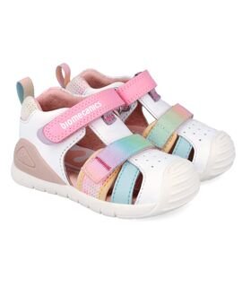 Biomecanics Παιδικά Ανατομικά Δερμάτινα Παπουτσοπέδιλα 262111-C310-BLANCO Y MULTICOLOR- ΛΕΥΚΟ/ΠΟΛΥΧΡΩΜΟ