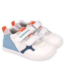 Biomecanics Παιδικά Ανατομικά Δερμάτινα Sneakers 262165-B057-BLANCO Y AZUL - ΛΕΥΚΟ