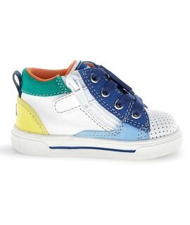 Falcotto Παιδικά Ανατομικά Μποτάκια Shin zip. eco calf perf./canvas white-azure-celeste - ΠΟΛΥΧΡΩΜΟ