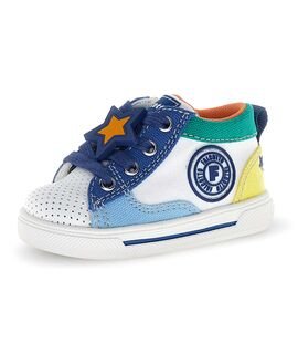 Falcotto Παιδικά Ανατομικά Μποτάκια Shin zip. eco calf perf./canvas white-azure-celeste - ΠΟΛΥΧΡΩΜΟ