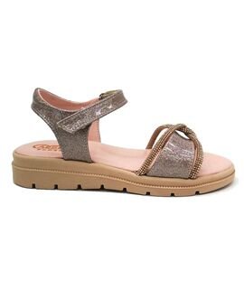 ABY shoes Παιδικά Δερμάτινα Ανατομικά Πέδιλα ABY650-ΑΜΜΟΥ - ΡΟΖ/ΧΡΥΣΟ