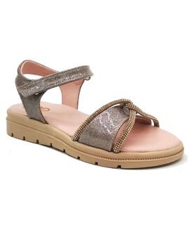 ABY shoes Παιδικά Δερμάτινα Ανατομικά Πέδιλα ABY650-ΑΜΜΟΥ - ΡΟΖ/ΧΡΥΣΟ