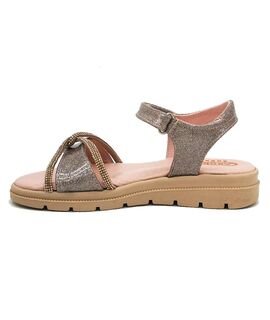 ABY shoes Παιδικά Δερμάτινα Ανατομικά Πέδιλα ABY650-ΑΜΜΟΥ - ΡΟΖ/ΧΡΥΣΟ