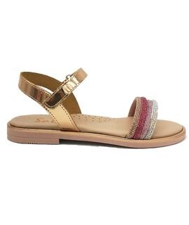 SALTY Παιδικά Δερμάτινα Ανατομικά Πέδιλα SK26-64-ΜΟΥΛΤΙ - ΜΠΡΟΝΖΕ/ΠΟΛΥΧΡΩΜΑ ΛΟΥΡΑΚΙΑ