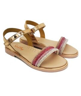 SALTY Παιδικά Δερμάτινα Ανατομικά Πέδιλα SK26-64-ΜΟΥΛΤΙ - ΜΠΡΟΝΖΕ/ΠΟΛΥΧΡΩΜΑ ΛΟΥΡΑΚΙΑ