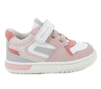 PRIMIGI Παιδικά Ανατομικά Δερμάτινα Sneakers 1407000 bianco/baby pink - ΡΟΖ