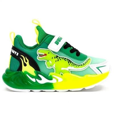 BULL BOYS Παιδικά Sneakers με ΦΩΤΑΚΙΑ DNAL5117-VE01 JURASSIC REX VERDE -ΠΡΑΣΙΝΟ