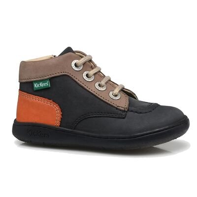 Kickers Παιδικά Δερμάτινα Ανατομικά Μποτάκια Kickiconic marine taupe orange 961610-10-103 - ΜΠΛΕ