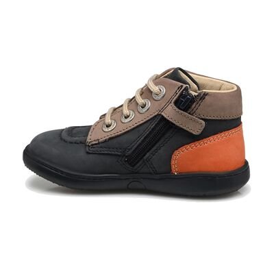 Kickers Παιδικά Δερμάτινα Ανατομικά Μποτάκια Kickiconic marine taupe orange 961610-10-103 - ΜΠΛΕ