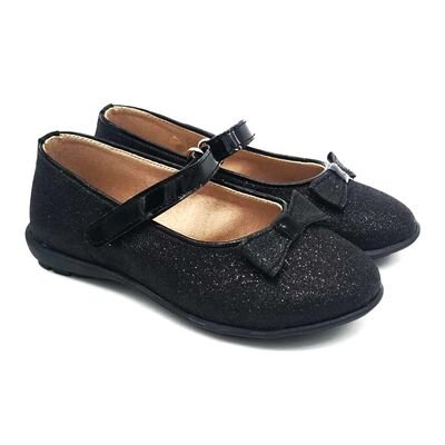 Ricco Mondo Παιδικές Ανατομικές Μπαλαρίνες 1782-ΜΑΥΡΟ GLITTER