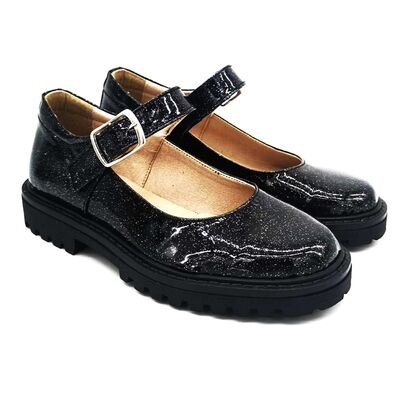 Ricco Mondo Παιδικές Ανατομικές Δίσολες Μπαλαρίνες 1789-ΜΑΥΡΟ METAL