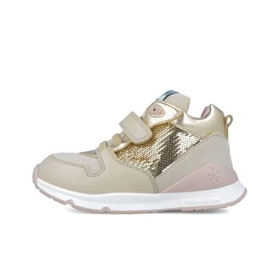 Biomecanics Παιδικά Δερμάτινα Sneakers 241222-B677-LATE MACCHIATO - ΜΠΕΖ/ΧΡΥΣΟ