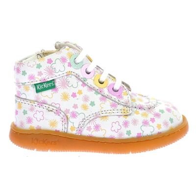 Kickers Παιδικά Δερμάτινα Ανατομικά Μποτάκια Kickiconic blanc imprime festi 1201935-10-0-33 - ΛΕΥΚΟ