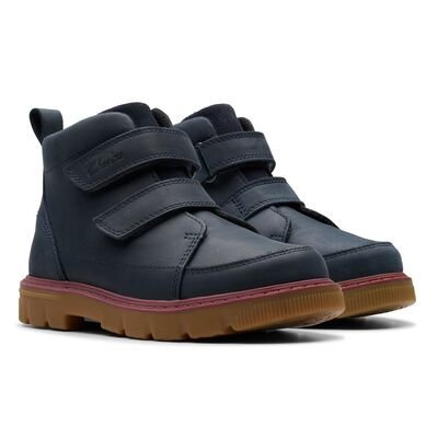 Clarks Παιδικά Δερμάτινα Μποτάκια Αρβυλάκια Lorcam Hi O. navy 26178390 - ΜΠΛΕ