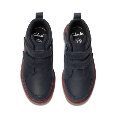 Clarks Παιδικά Δερμάτινα Μποτάκια Αρβυλάκια Lorcam Hi O. navy 26178390 - ΜΠΛΕ