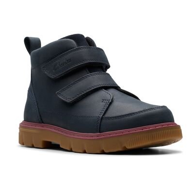 Clarks Παιδικά Δερμάτινα Μποτάκια Αρβυλάκια Lorcam Hi O. navy 26178390 - ΜΠΛΕ