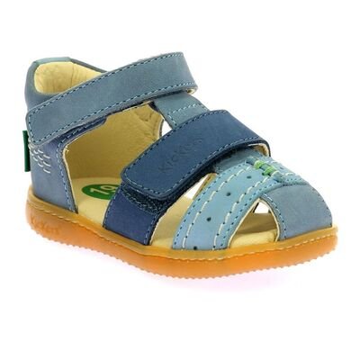 Kickers Παιδικά Δερμάτινα Ανατομικά Παπουτσοπέδιλα Kick Bazar bleu tricolore 1201380-10-0-53 - ΓΑΛΑΖΙΟ