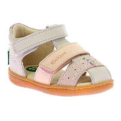 Kickers Παιδικά Δερμάτινα Ανατομικά Παπουτσοπέδιλα Kick Bazar beige clair multi 1201381-10-0-113 - ΜΠΕΖ