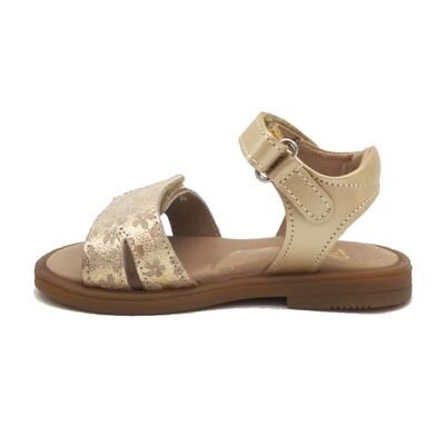 Ricco Mondo Παιδικά Δερμάτινα Ανατομικά Πέδιλα A30270P2 - ΠΛΑΤΙΝΑ.ΣΑΤΙΝΕ/ΧΡΥΣΟ