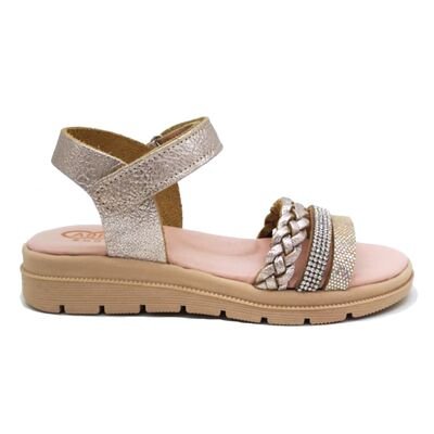 ABY shoes Παιδικά Δερμάτινα Ανατομικά Πέδιλα ABY564-ΑΜΜΟΥ - ΡΟΖ/ΧΡΥΣΟ
