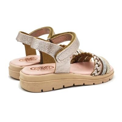 ABY shoes Παιδικά Δερμάτινα Ανατομικά Πέδιλα ABY564-ΑΜΜΟΥ - ΡΟΖ/ΧΡΥΣΟ