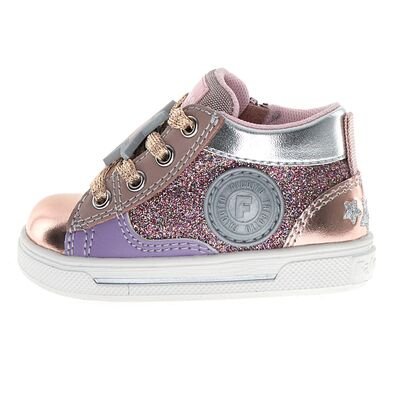Falcotto Παιδικά Ανατομικά Μποτάκια Shin zip. eco met/eco calf/glitter rose-multi-violet - ΡΟΖ GLITTER