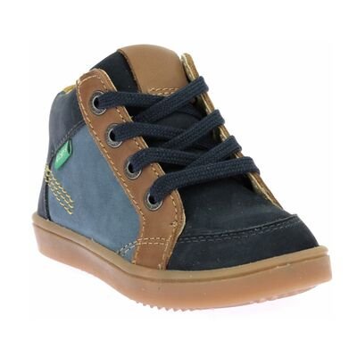 Kickers Παιδικά Δερμάτινα Ανατομικά Μποτάκια Kick Weby marine camel 1223500-10-103 - ΜΠΛΕ