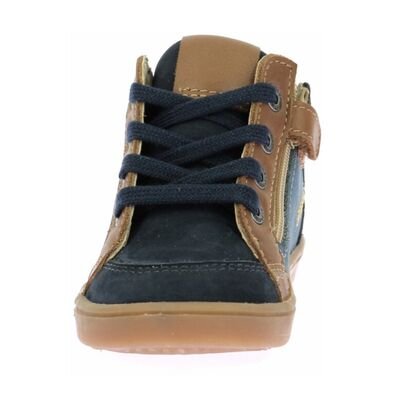 Kickers Παιδικά Δερμάτινα Ανατομικά Μποτάκια Kick Weby marine camel 1223500-10-103 - ΜΠΛΕ