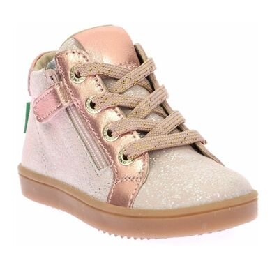 Kickers Παιδικά Δερμάτινα Ανατομικά Μποτάκια Kick Welly rose clair 1223511-10-131 - ΡΟΖ