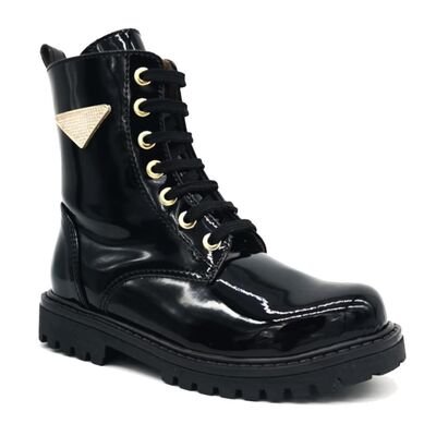 SALTY Παιδικά Δερμάτινα Ανατομικά Μποτάκια Αρβυλάκια KW25-45-ΜΑΥΡΟ ΛΟΥΣΤΡΙΝΙ