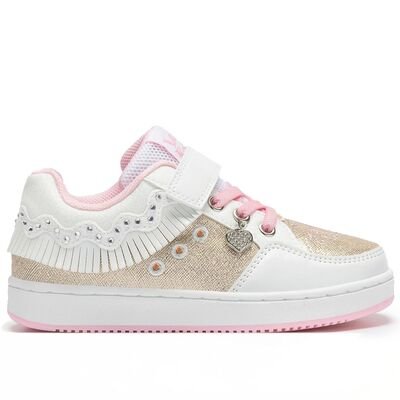 LELLI KELLY Παιδικά Sneakers με ΦΩΤΑΚΙΑ LKAL8058-BI01 FRANGETTA MIX BIANCO/ORO - ΛΕΥΚΟ/ΧΡΥΣΟ
