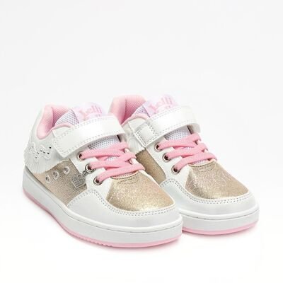 LELLI KELLY Παιδικά Sneakers με ΦΩΤΑΚΙΑ LKAL8058-BI01 FRANGETTA MIX BIANCO/ORO - ΛΕΥΚΟ/ΧΡΥΣΟ