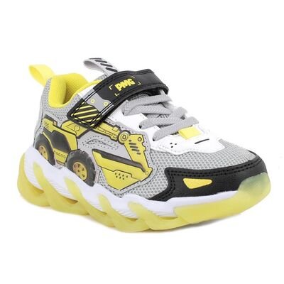 Primigi Παιδικά Ανατομικά Sneakers με ΦΩΤΑΚΙΑ 1470000 grey/yellow - ΓΚΡΙ