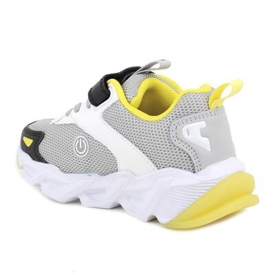 Primigi Παιδικά Ανατομικά Sneakers με ΦΩΤΑΚΙΑ 1470000 grey/yellow - ΓΚΡΙ
