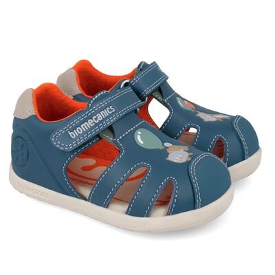 Biomecanics Παιδικά Ανατομικά Δερμάτινα Παπουτσοπέδιλα 262167-A556-PETROL - ΜΠΛΕ