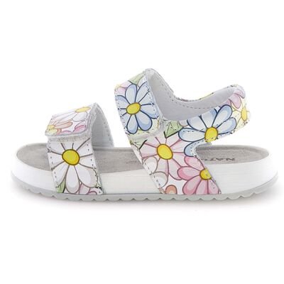 Naturino Παιδικά Δερμάτινα Ανατομικά Πέδιλα Salny. calf pr. maxi flo white - ΛΕΥΚΟ