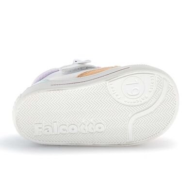 Falcotto Παιδικά Ανατομικά Μποτάκια Shin zip. eco calf perf./canvas white-pink-peach - ΠΟΛΥΧΡΩΜΟ