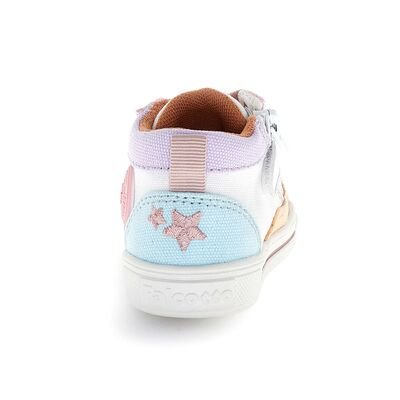 Falcotto Παιδικά Ανατομικά Μποτάκια Shin zip. eco calf perf./canvas white-pink-peach - ΠΟΛΥΧΡΩΜΟ