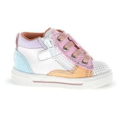Falcotto Παιδικά Ανατομικά Μποτάκια Shin zip. eco calf perf./canvas white-pink-peach - ΠΟΛΥΧΡΩΜΟ
