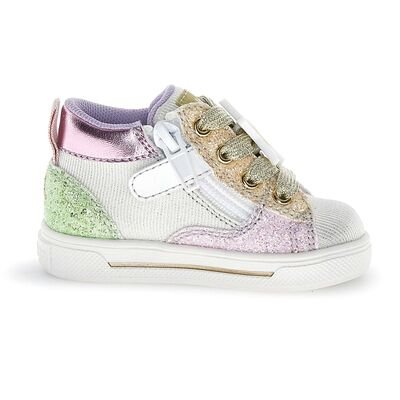 Falcotto Παιδικά Ανατομικά Μποτάκια Shin zip. canvas lux/glitter white-platinum-pink - ΠΟΛΥΧΡΩΜΟ/GLITTER
