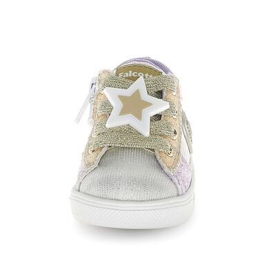 Falcotto Παιδικά Ανατομικά Μποτάκια Shin zip. canvas lux/glitter white-platinum-pink - ΠΟΛΥΧΡΩΜΟ/GLITTER